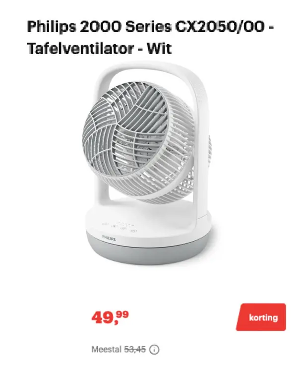 Promotie: Philips 2000 Series CX2050/00 - Tafelventilat
