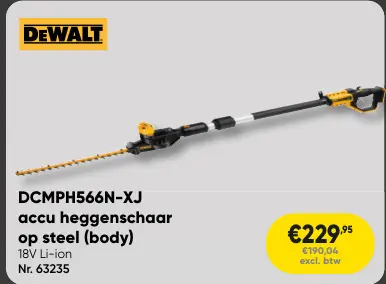 Promotie: DCMPH566N-XJ accu heggenschaar op steel (body)