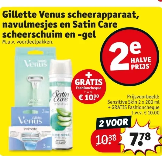 Aanbieding: Gillette Venus scheerapparaat, navulmesjes en Satin Care scheerschuim en -ge