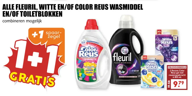Aanbieding: Alle Fleuril, Witte en/of Color Reus wasmiddeln en/of toiletblokken