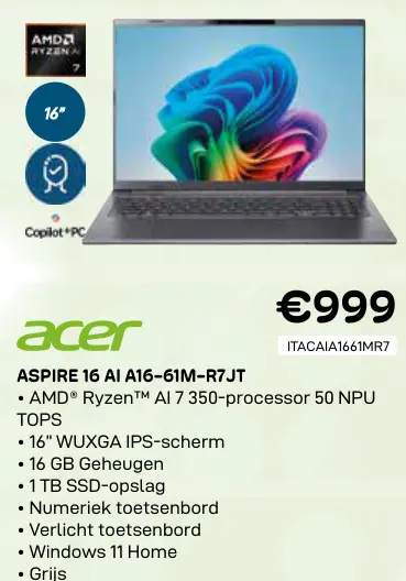 Promotie: Acer ASPIRE 16 AI A16-61M-R7JT