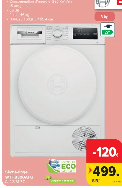 Offre: Sèche-linge WTH8300AFG