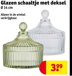 Aanbieding: Glazen schaaltje met deksel