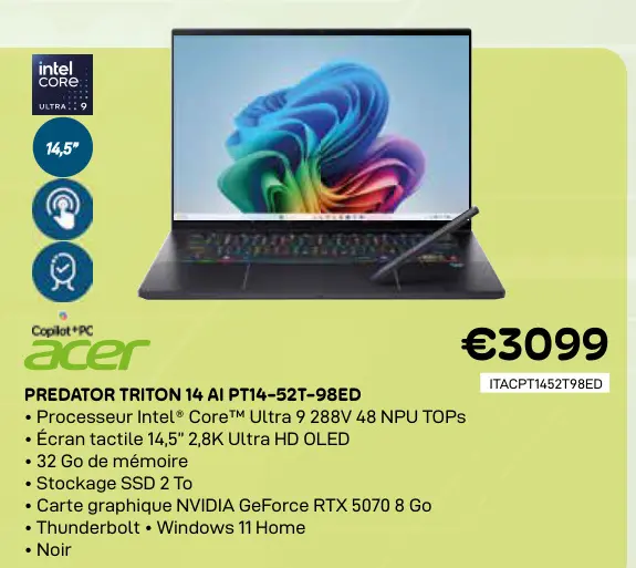 Offre: Predator triton 14 ai pt14-52t-98ed