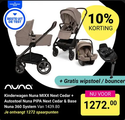 Aanbieding: Kinderwagen Nuna MIXX Next Cedar + Autostoel 