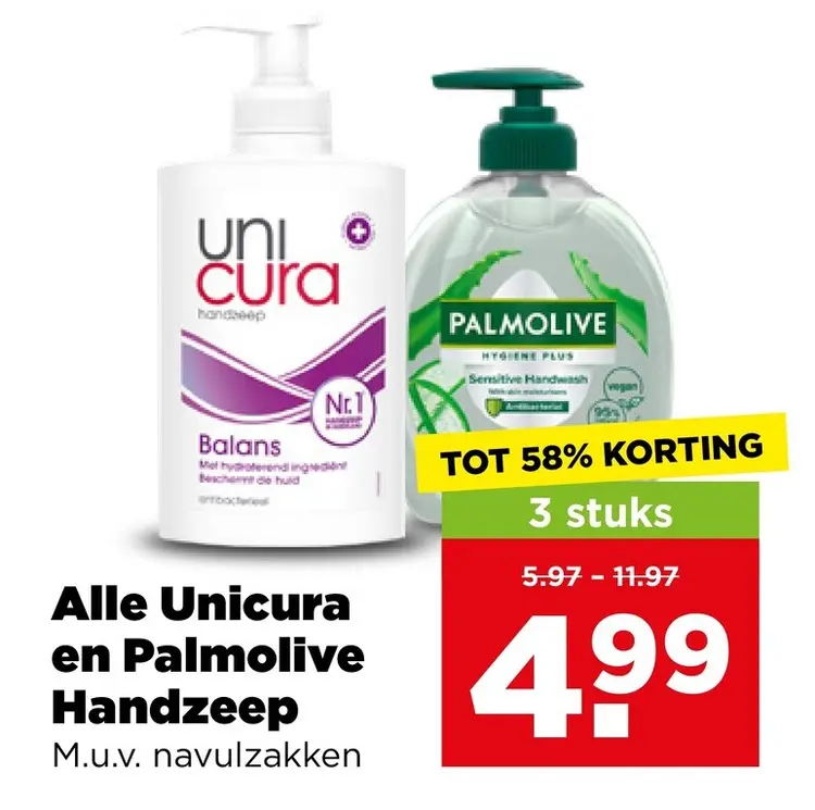 Aanbieding: Unicura en Palmolive Handzeep