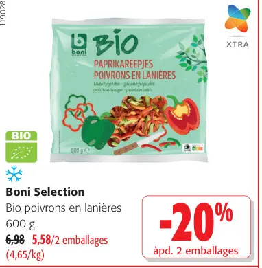 Offre: Bio Poivrons en lanières