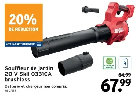 Offre: Souffleur de jardin 20 V Skil 0331CA brushles