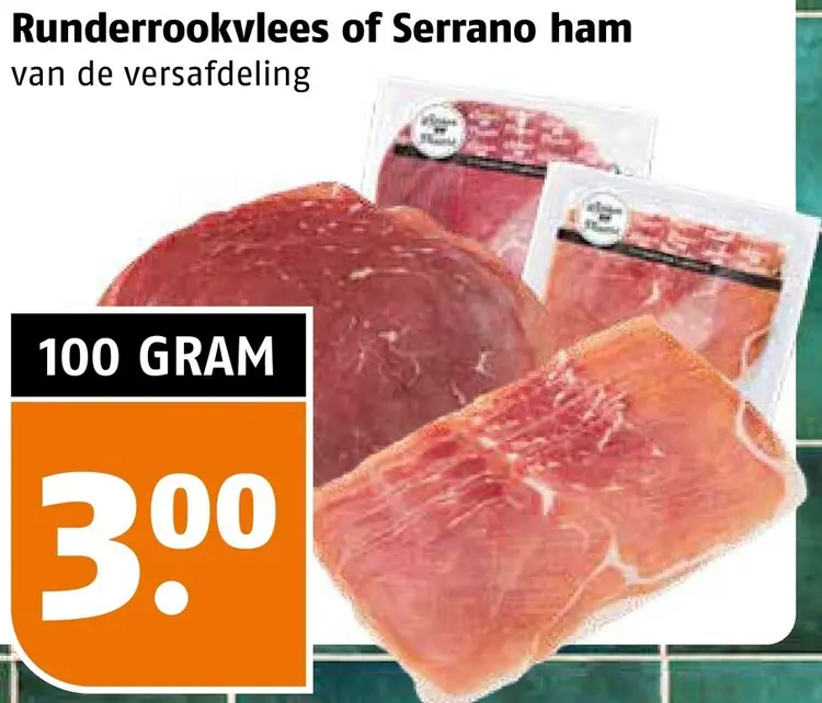 Aanbieding: Runderrookvlees of Serrano ham
