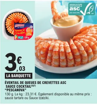 Offre: Éventail de queues de crevettes asc