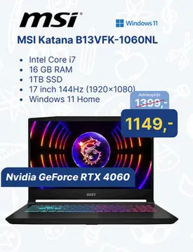 Aanbieding: MSI Katana B13VFK-1060NL
