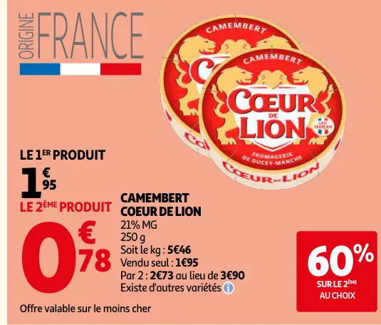 Offre: Camembert coeur de lion