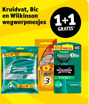 Aanbieding: Kruidvat, Bic en Wilkinson wegwerpmesjes