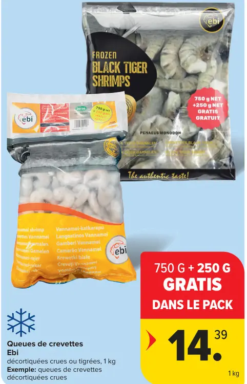 Offre: Queues de crevettes