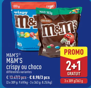 Offre: M&M'S crispy ou choco