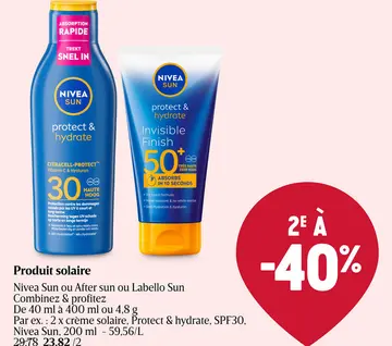 Offre: Nivea Sun ou After sun ou Labello Sun
