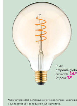 Offre: Calex ampoule LED sphérique 2 - couleur or - E27