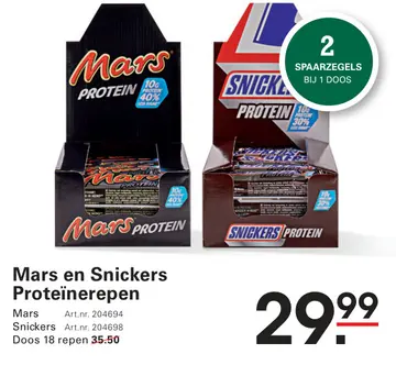 Aanbieding: Mars en Snickers Proteïnerepen
