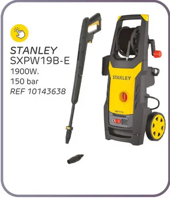 Promotie: Stanley hogedrukreiniger sxpw19b - 1900w - 150 bar - 440l/u - slang van 6m - hogedrukpistool - roterende sproeier