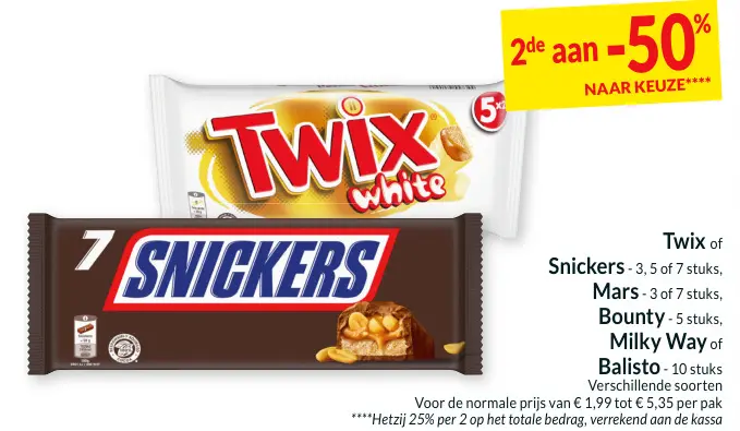 Promotie: Twix, Snickers, Mars, Bounty, Milky Way 