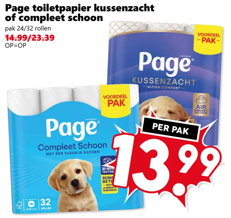 Aanbieding: Toiletpapier kussenzacht of compleet schoon