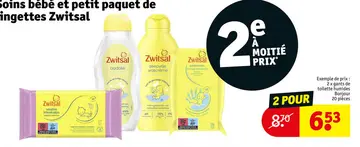 Offre: Soins bébé et petit paquet de lingettes Zwits