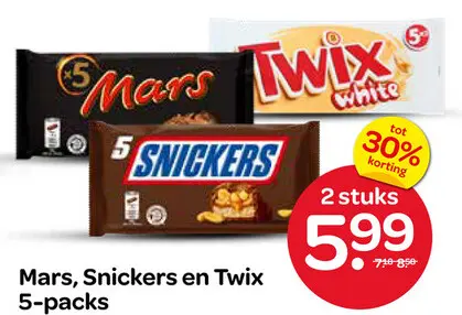Aanbieding: Mars, Snickers en Twix