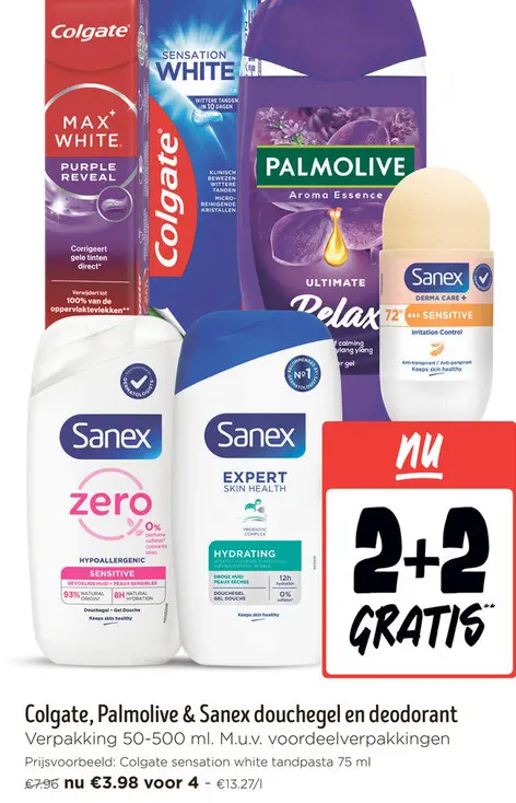 Promotie: Colgate, Palmolive & Sanex douchegel en deodorant