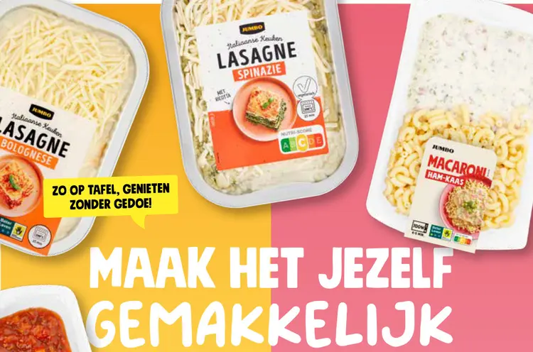 Promotie: Lasagne Bolognese, Lasagne Spinazie, Macaroni