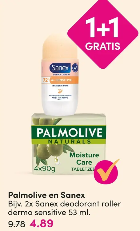 Aanbieding: Sanex deodorant roller dermo sensitive