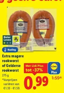 Aanbieding: Extra magere rookworst of Gelderse rookworst