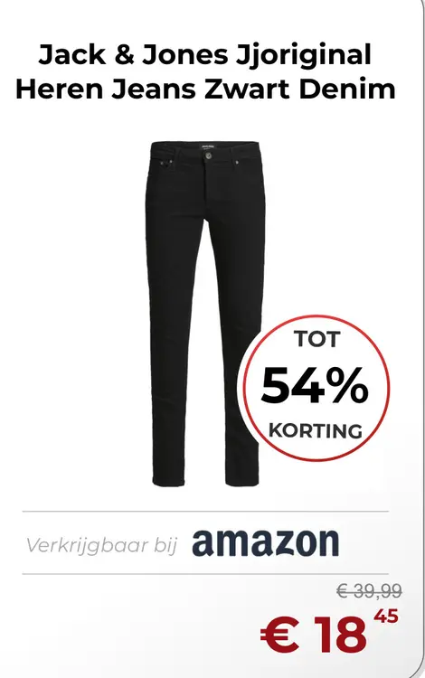 Aanbieding: Jack & Jones Jjoriginal Heren Jeans Zwart Denim