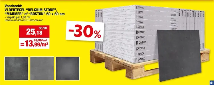 Promotie: Vloertegel Belgium Stone 60x60 cm 1,80m² zwart