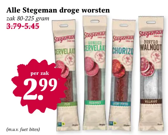 Aanbieding: Stegeman droge worsten