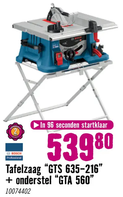 Aanbieding: Professional Tafelcirkelzaag GTS 635-216 (incl. onderstel)