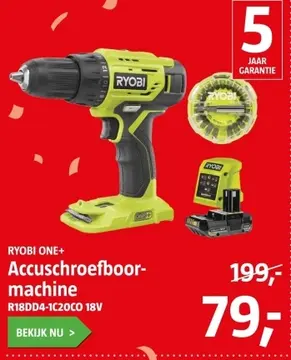 Aanbieding: RYOBI ONE+ Accuschroefboormachine