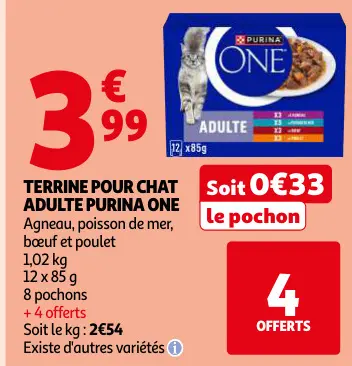 Promotie: Terrine pour chat adulte