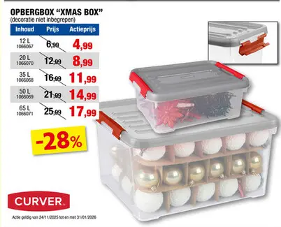 Promotie: Curver Xmas Box Handy+ opbergbox 65l