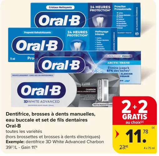 Offre: Dentifrice, brosses à dents manuelles, eau bu
