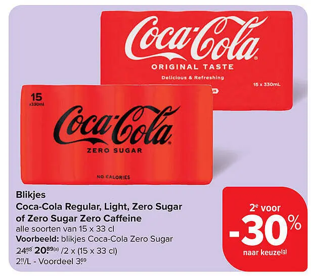 Aanbieding: Coca-Cola Regular, Light, Zero Sugar of Zero Sugar Zero Caffeine