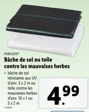 Offre: Bâche de sol ou toile contre les mauvaises herbes