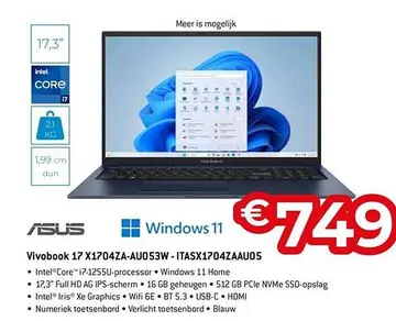 Aanbieding: Vivobook 17 X1704ZA-AU053W-ITASX1704ZAAU05
