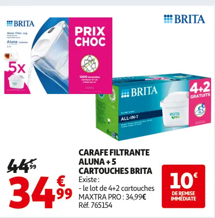 Offre: Carafe filtrante aluna +5 cartouches