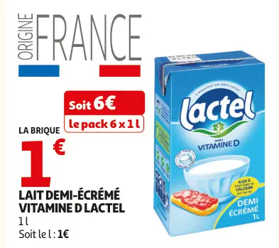 Offre: Lait demi-écrémé vitamine d