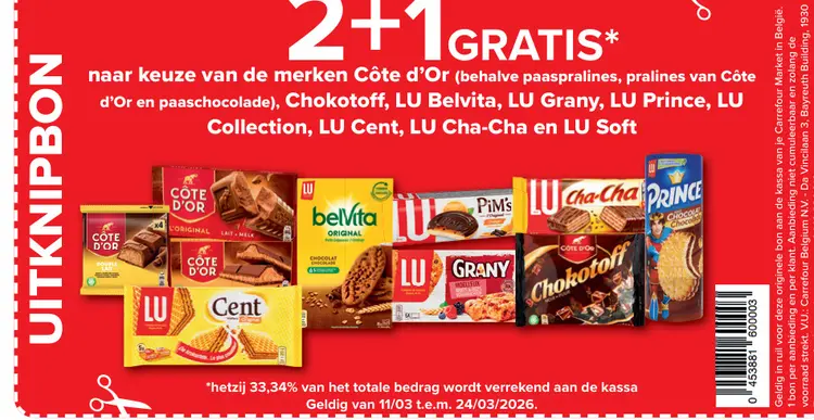 Promotie: 2+1 GRATIS* naar keuze van de merken Côte d'O