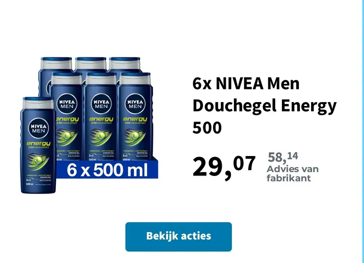 Promotie: 6x NIVEA Men Douchegel Energy 500