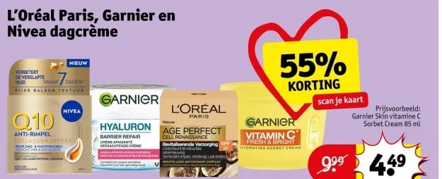 Aanbieding: L'Oréal Paris, Garnier en Nivea dagcrème