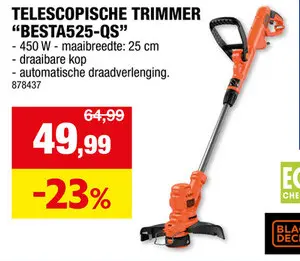 Promotie: Black+Decker BESTA525-QS elektrische trimmer 450W 25cm