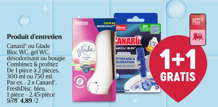 Offre: Canard ou Glade Bloc WC, gel WC, désodorisant