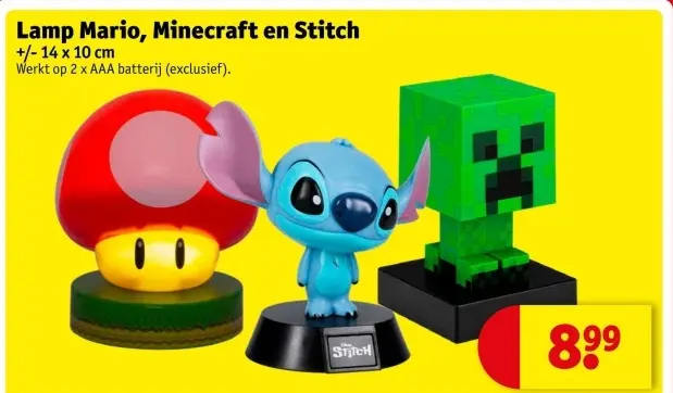 Aanbieding: Lamp Mario, Minecraft en Stitch
